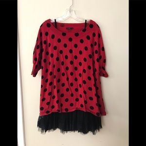 Red polka 2 piece midi sweater dress